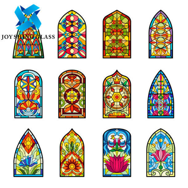 Architectural Church Stained Glass Customized size Patterned Window Glass 5mm-22mm