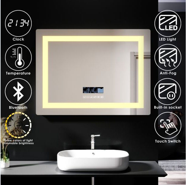 Heated Illuminated LED Bathroom Mirror With Bluetooth  600*800 700*900 750*1000